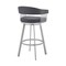 Armen Living Chelsea 29" Swivel Bar Stool with Silver Finish and Slate Gray Faux Leather LCCSBASLGR30 - alternate 6